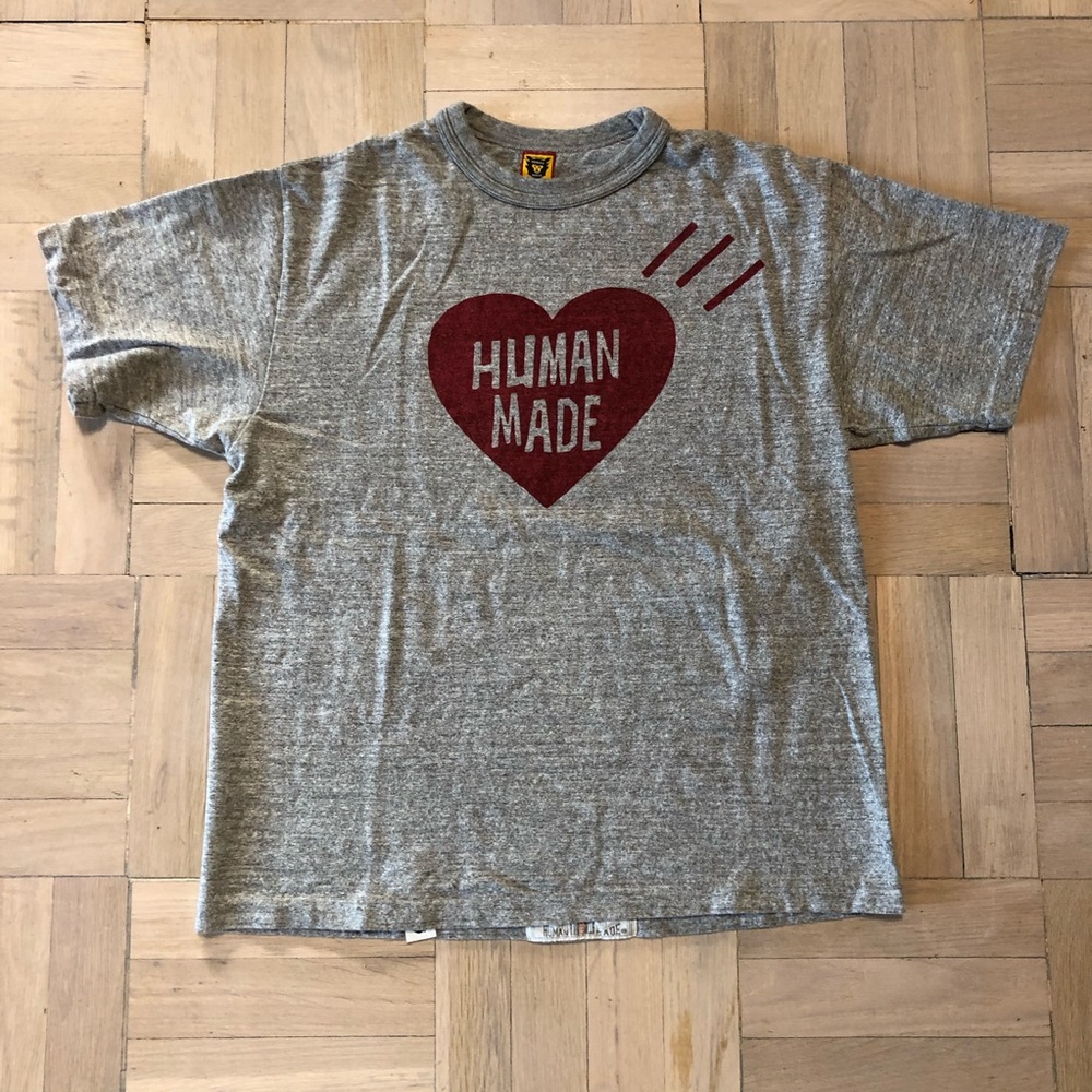 HUMAN MADE GREY LARGE HEART TEE JAPAN LARGE